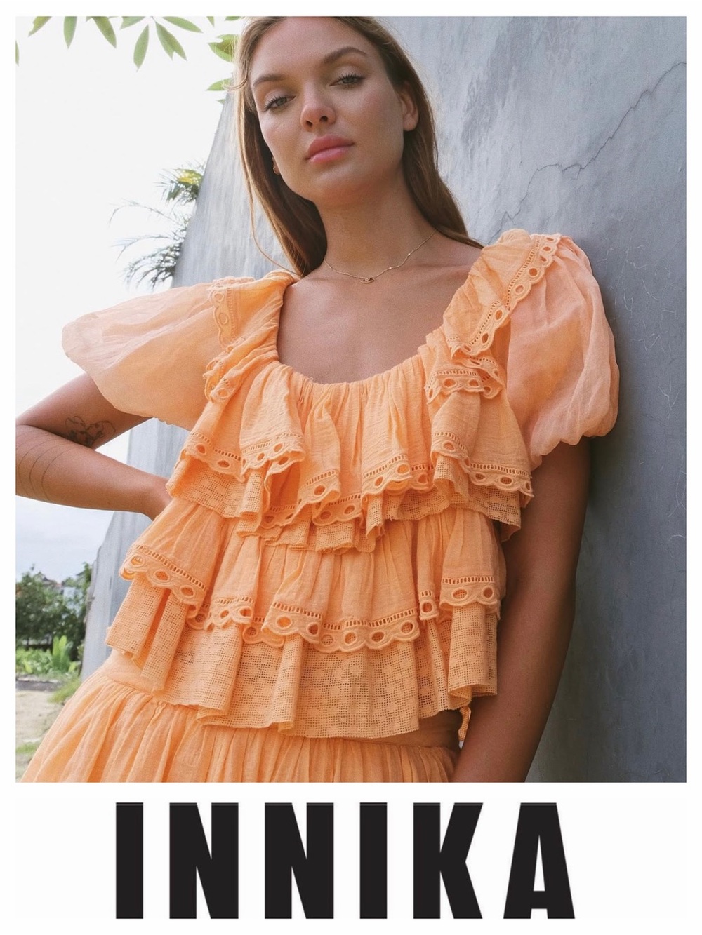 Innika Choo Organdy Cotton Frill Top Small
